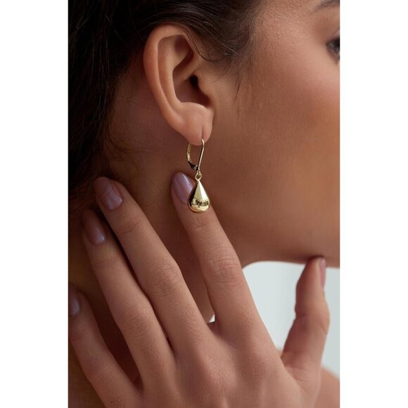 Women's 14k Gold Plated Post Waterdrop Dangle Drop Hoop Earrings Jewelry Gifts - Picture 2 of 8